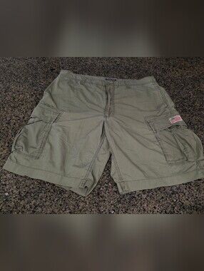 Polo Ralph Lauren Cargo Shorts Utility Green Embroidered American Flag Mens 36